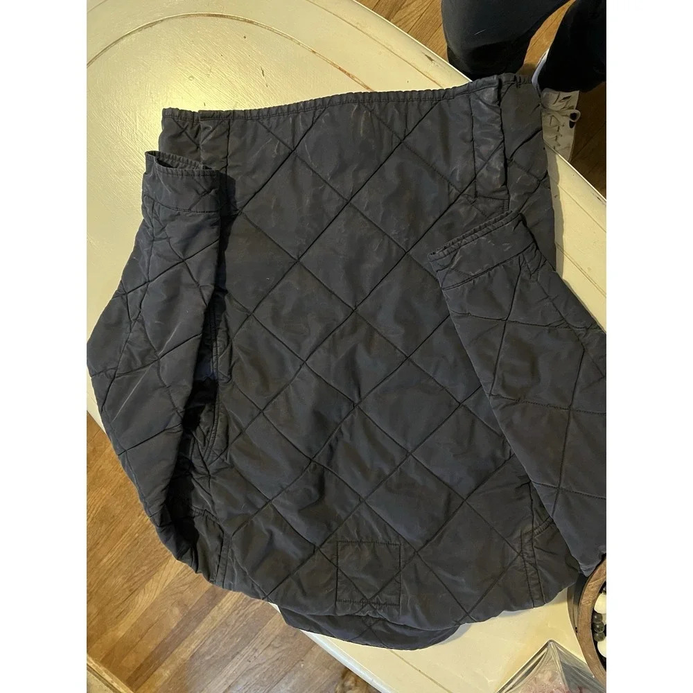J Crew Quilted Utility Field Jacket Mens Small Navy Diamond Quilt Snap Zip